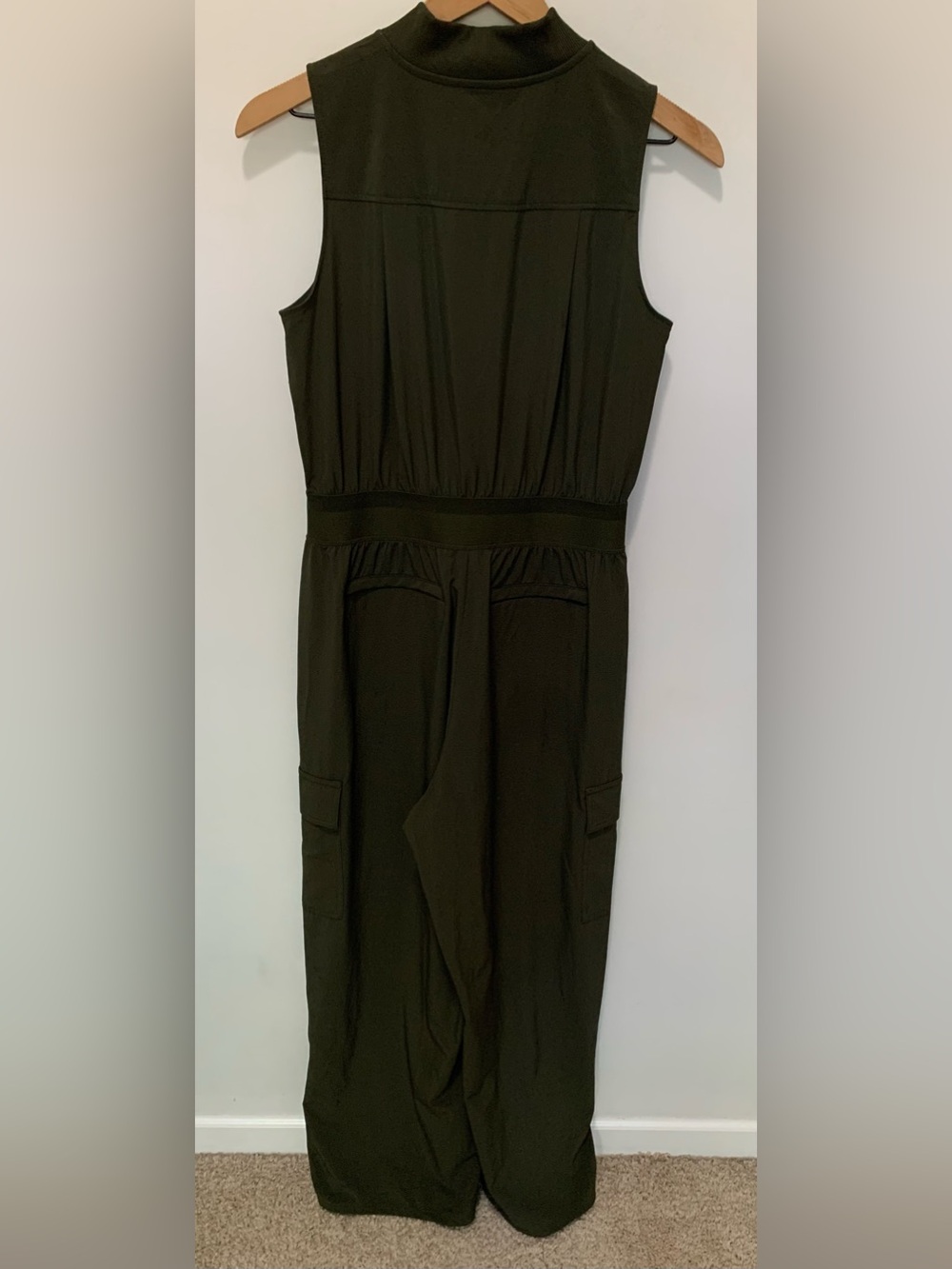 Athleta Brooklyn Utility Jumpsuit Olive Green Size 6 - Picture 7 of 11